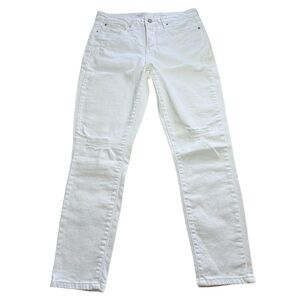 Levis Mid Rise Skinny Crop White Distressed Size 10 30W